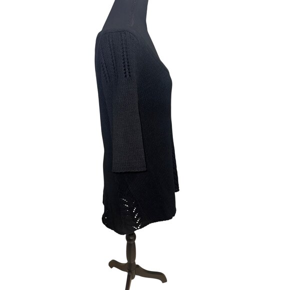 NWT Max Studio Black Knit Long Fit and Flare Sweater Tunic Top Retail $118 City - Picture 4 of 10